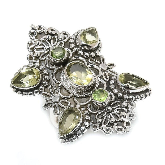 Green Amethyst Gemstone Handmade 925 Solid Sterling Silver Jewelry Ring  SJ-1533 - Silverhubjewels