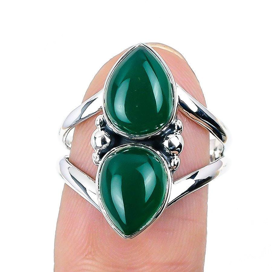 Green Onyx Gemstone Handmade 925 Solid Sterling Silver Jewelry Ring  SJ-1336 - Silverhubjewels