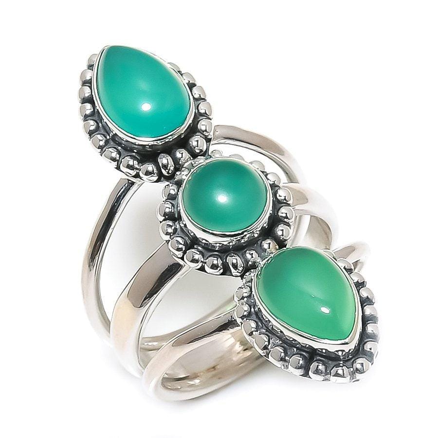 Green Onyx Gemstone Handmade 925 Solid Sterling Silver Jewelry Ring  SJ-1350 - Silverhubjewels