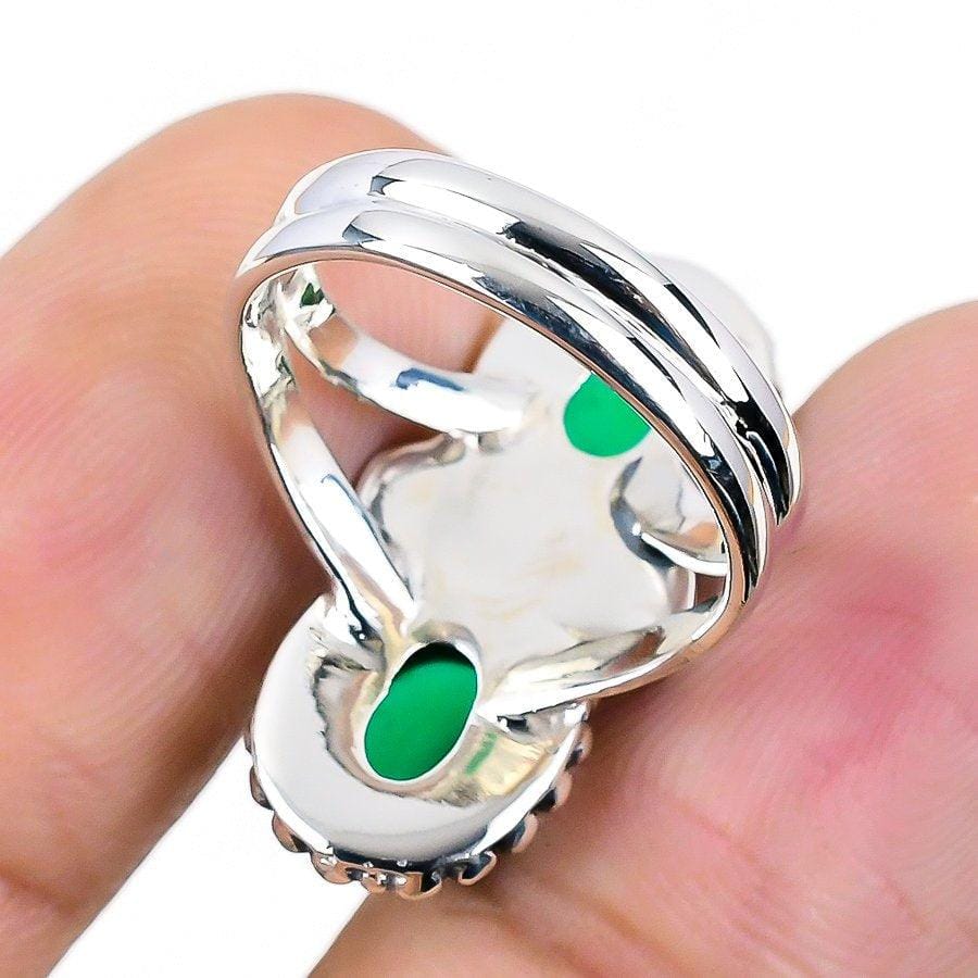 Green Onyx Gemstone Handmade 925 Solid Sterling Silver Jewelry Ring  SJ-1362 - Silverhubjewels