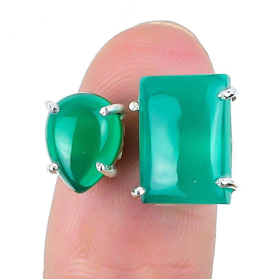 Green Onyx Gemstone Handmade 925 Solid Sterling Silver Jewelry Ring  SJ-1384 - Silverhubjewels