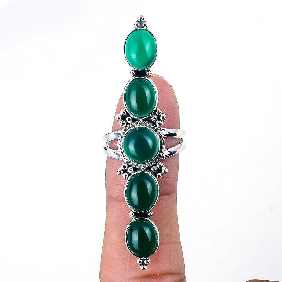 Green Onyx Gemstone Handmade 925 Solid Sterling Silver Jewelry Ring  SJ-1543 - Silverhubjewels