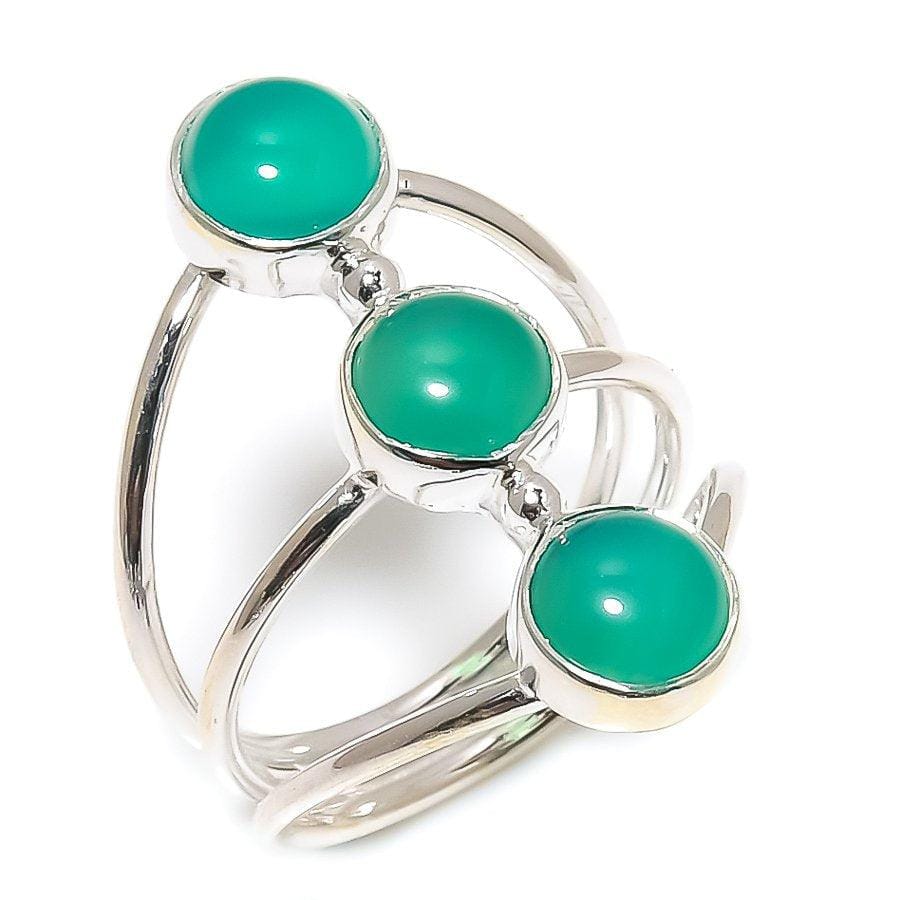 Green Onyx Gemstone Handmade 925 Solid Sterling Silver Jewelry Ring  SJ-1583 - Silverhubjewels