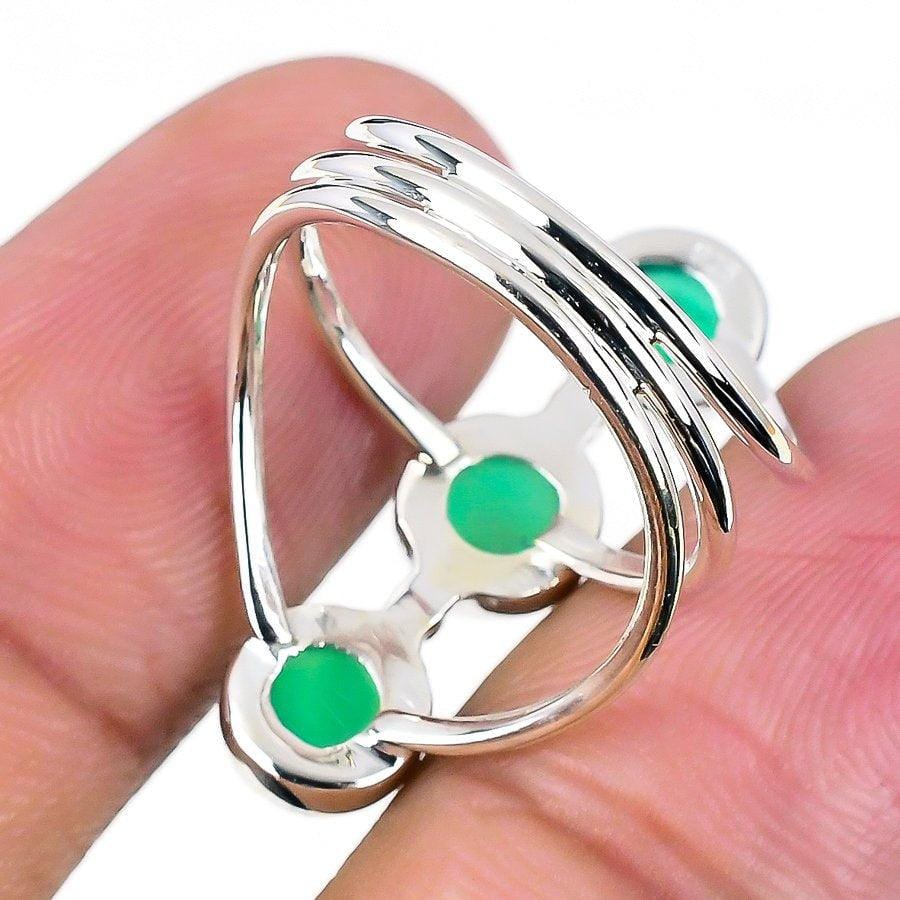 Green Onyx Gemstone Handmade 925 Solid Sterling Silver Jewelry Ring  SJ-1583 - Silverhubjewels