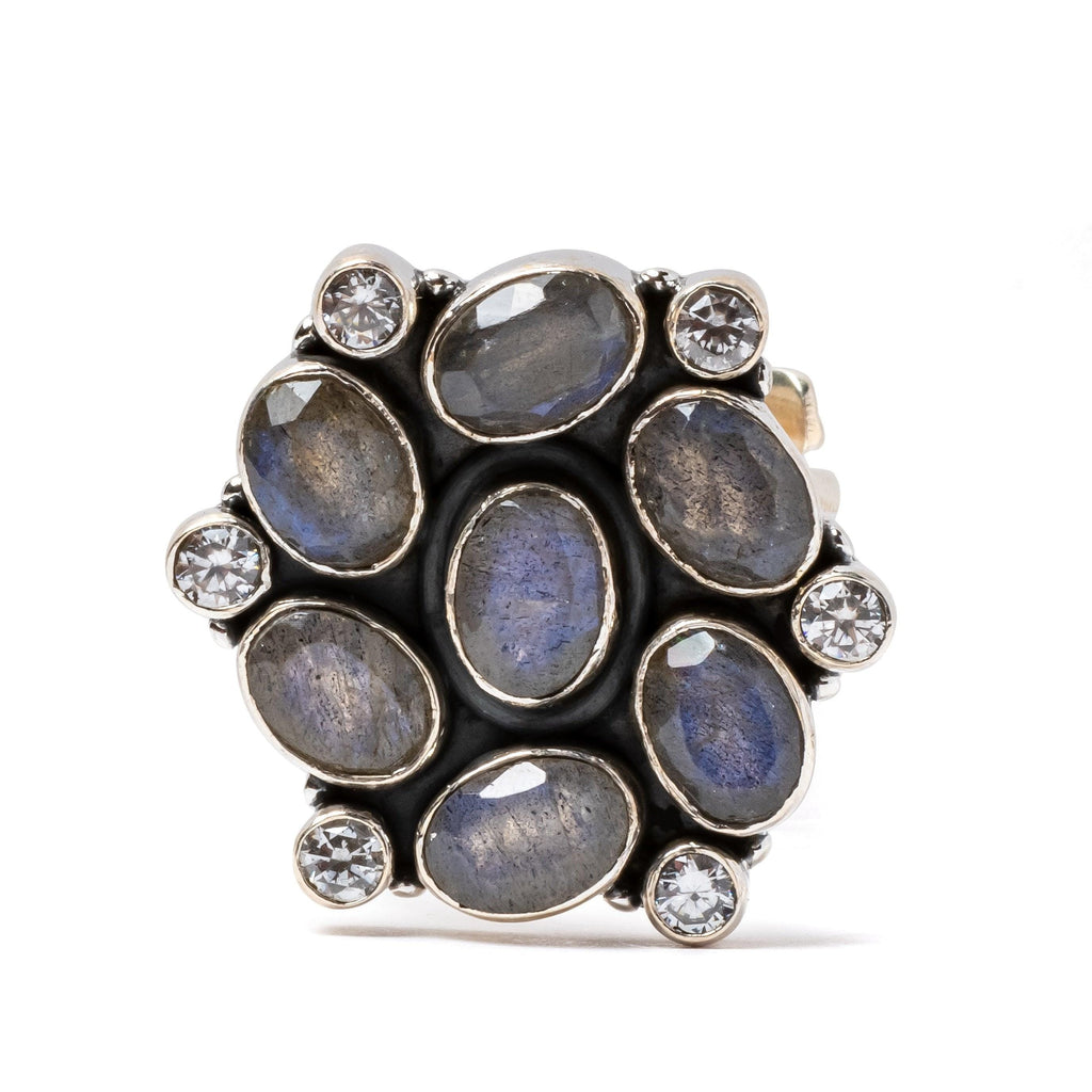 Labradorite, Crystal Natural Gemstone 925 Solid Sterling Silver Jewelry Designer Adjustable Ring ( Size 5 To 13 ) NEW-45 - Silverhubjewels