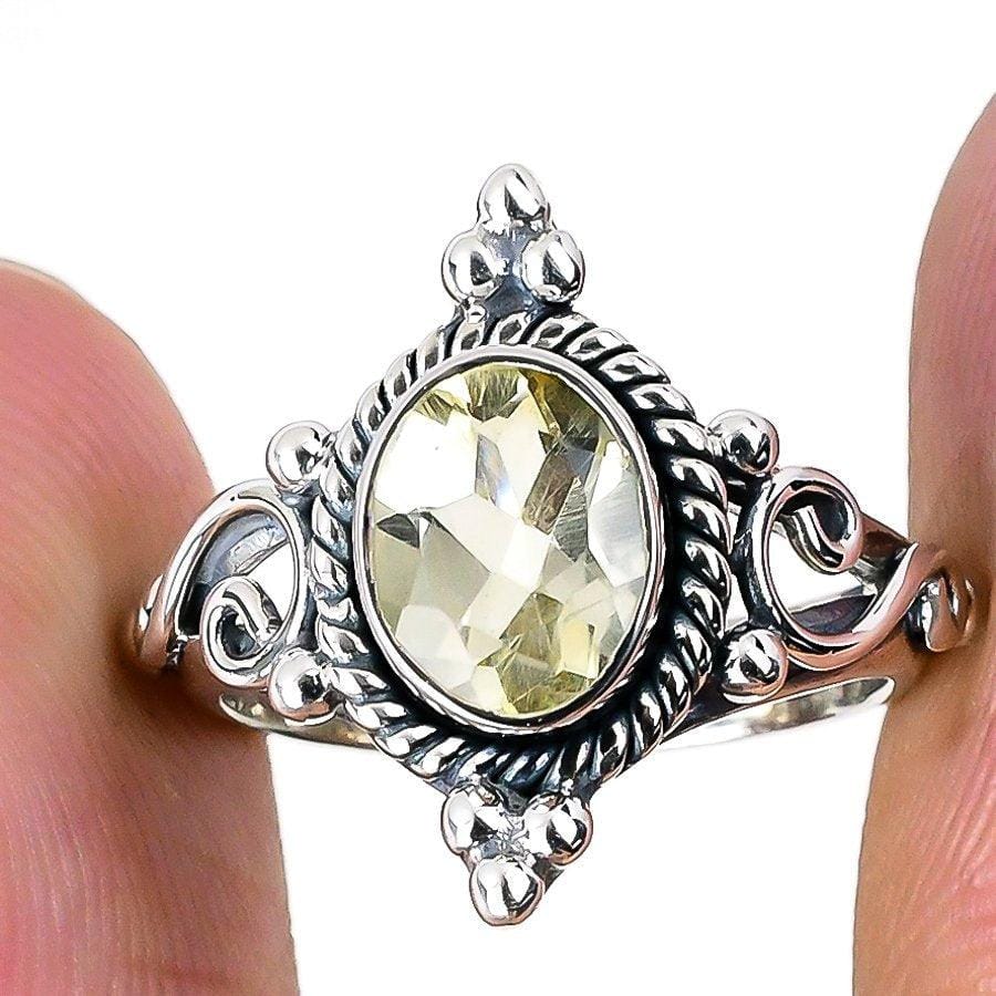 Citrine Gemstone Handmade 925 Solid Sterling Silver Jewelry Ring  SJ-1454 - Silverhubjewels