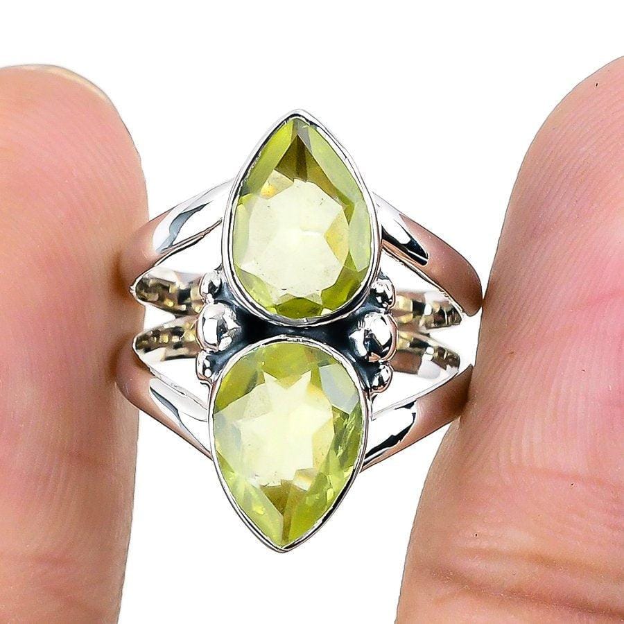 Lemon Quartz Gemstone Handmade 925 Solid Sterling Silver Designer Jewelry Rings (All Size Available) SJ-1343 - Silverhubjewels