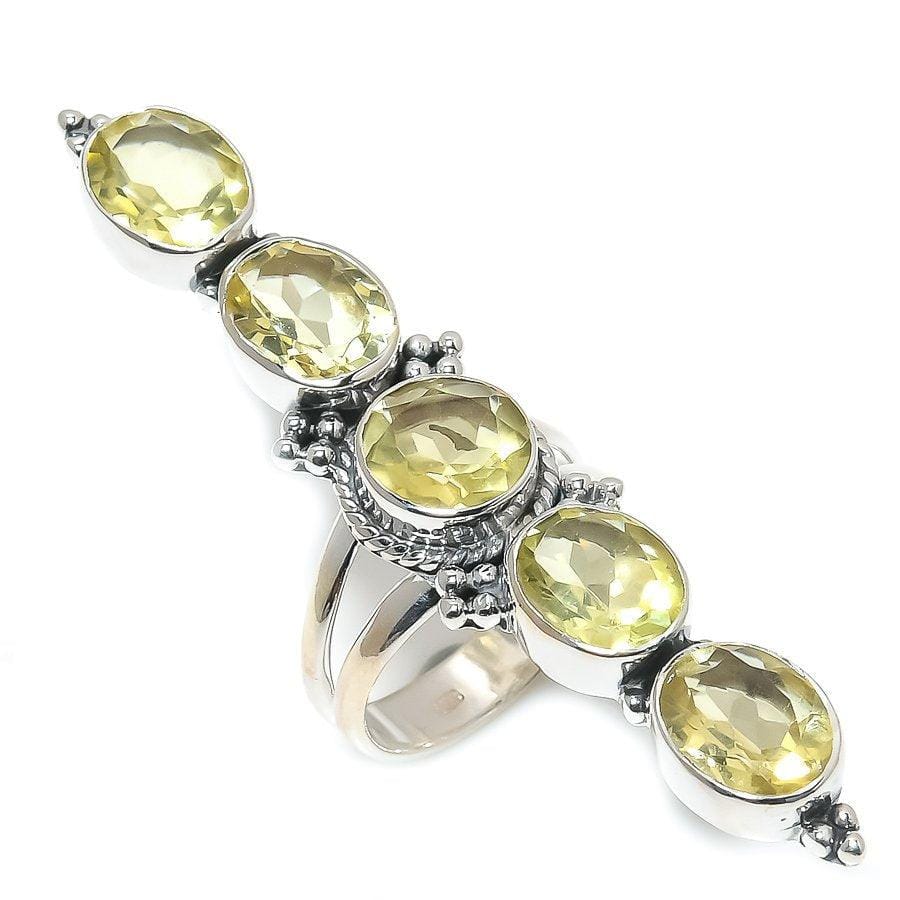 Lemon Quartz Gemstone Handmade 925 Solid Sterling Silver Designer Jewelry Rings (All Size Available) SJ-1547 - Silverhubjewels