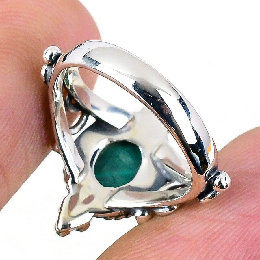 Malachite Gemstone Handmade 925 Solid Sterling Silver Jewelry Ring  SJ-1456 - Silverhubjewels