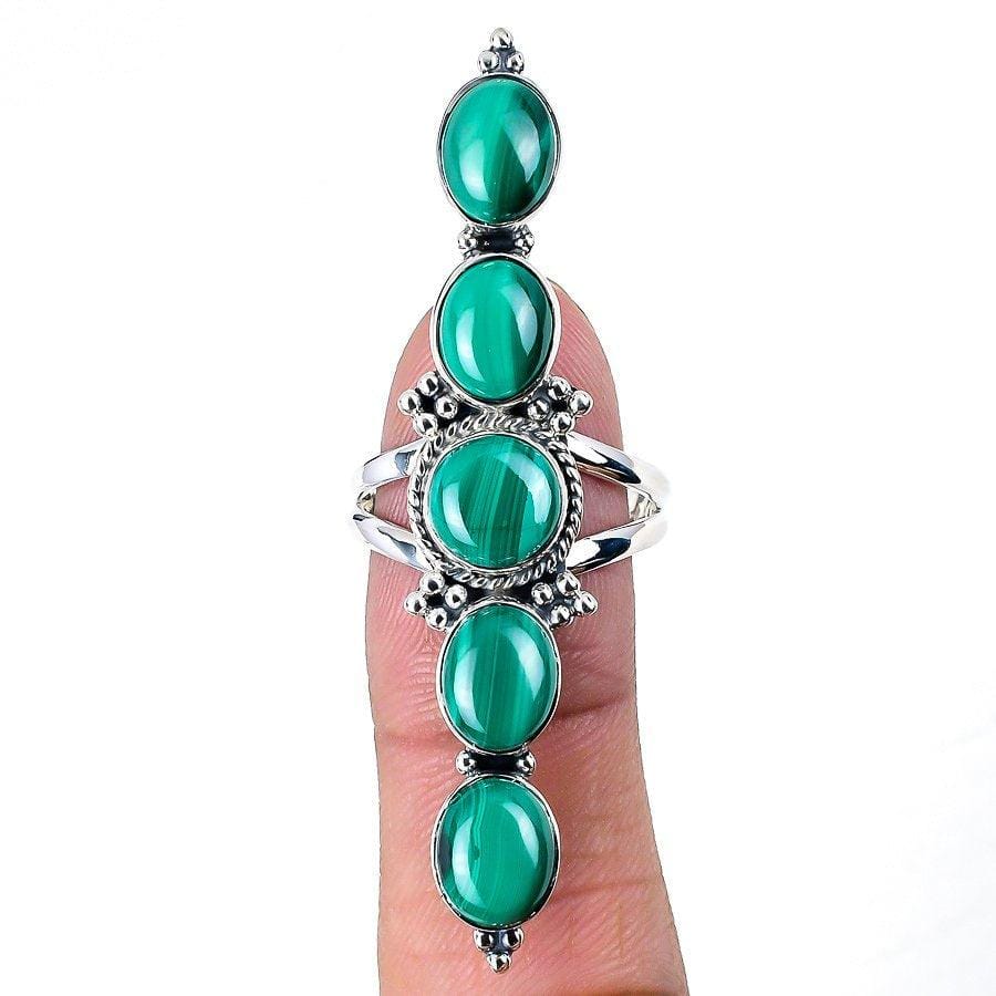 Malachite Gemstone Handmade 925 Solid Sterling Silver Jewelry Ring  SJ-1542 - Silverhubjewels