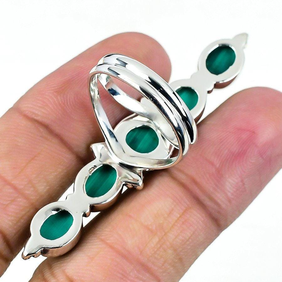 Malachite Gemstone Handmade 925 Solid Sterling Silver Jewelry Ring  SJ-1542 - Silverhubjewels