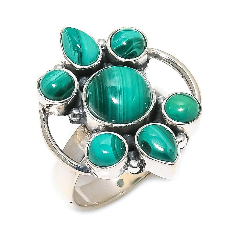 Malachite Gemstone Handmade 925 Solid Sterling Silver Jewelry Ring  SJ-1562 - Silverhubjewels