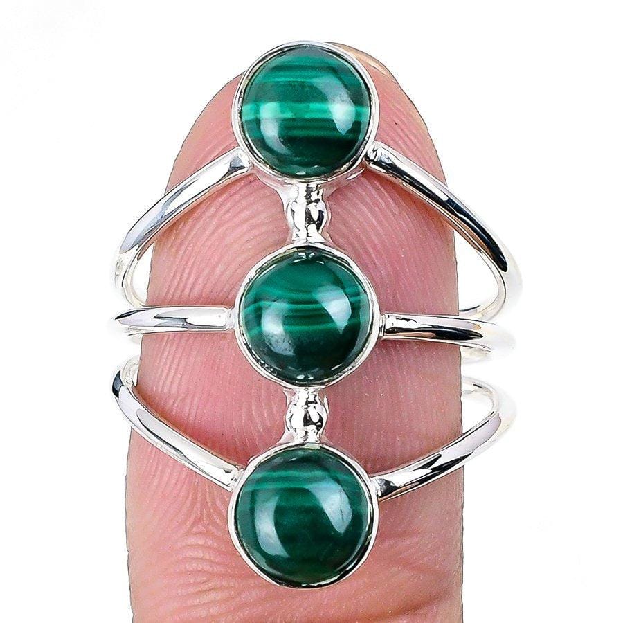 Malachite Gemstone Handmade 925 Solid Sterling Silver Jewelry Ring  SJ-1579 - Silverhubjewels