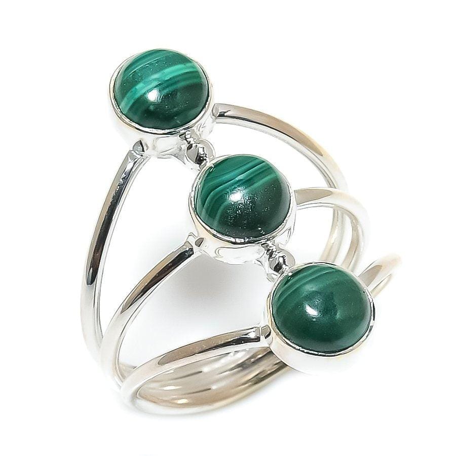 Malachite Gemstone Handmade 925 Solid Sterling Silver Jewelry Ring  SJ-1579 - Silverhubjewels