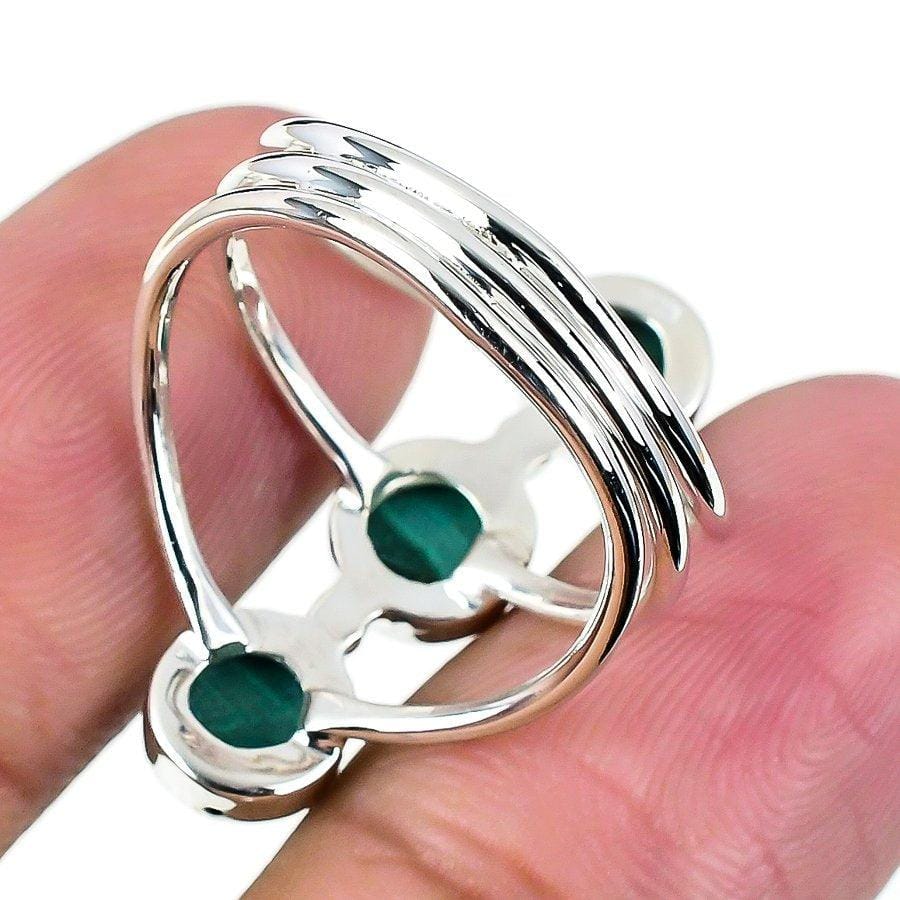 Malachite Gemstone Handmade 925 Solid Sterling Silver Jewelry Ring  SJ-1579 - Silverhubjewels