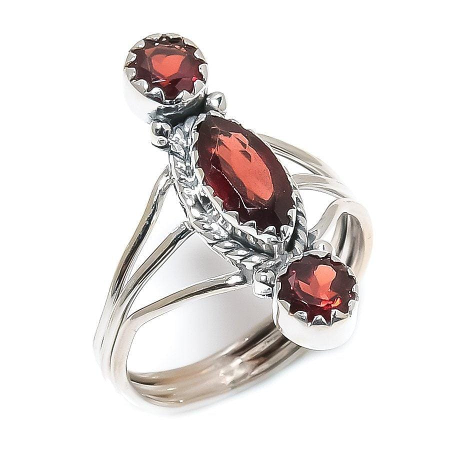 Mozambique Garnet Gemstone 925 Solid Sterling Silver Jewelry Ring  SJ-1515 - Silverhubjewels