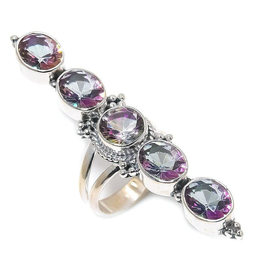 Mystic Rainbow Topaz Gemstone 925 Solid Sterling Silver Jewelry Ring  SJ-1546 - Silverhubjewels