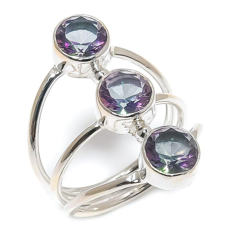 Mystic Rainbow Topaz Gemstone 925 Solid Sterling Silver Jewelry Ring  SJ-1588 - Silverhubjewels