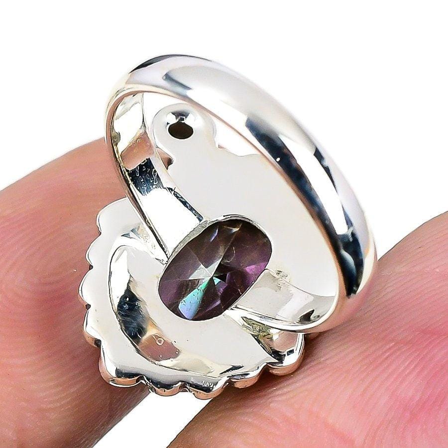 Mystic Rainbow Topaz Gemstone 925 Solid Sterling Silver Jewelry Ring  SJ-1602 - Silverhubjewels