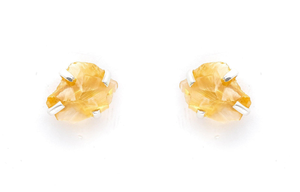 Natural Citrine Stud Earrings Gemstone 925 Solid Sterling Silver Handmade Designer Jewelry / gift for her / healing crystal - Silverhubjewels