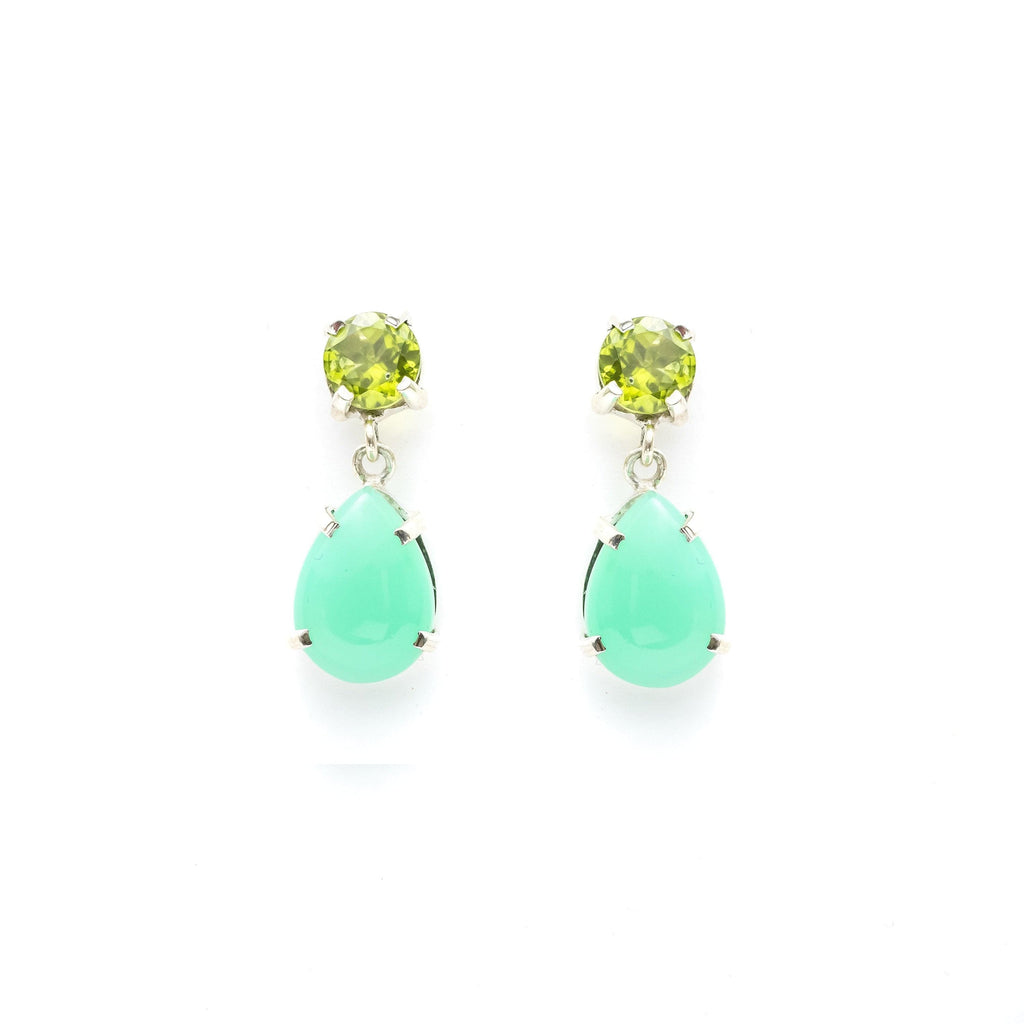 Peridot & Chrysoprase Earring Natural Gemstone 925 Solid Sterling Silver Handmade Designer Jewelry - Silverhubjewels