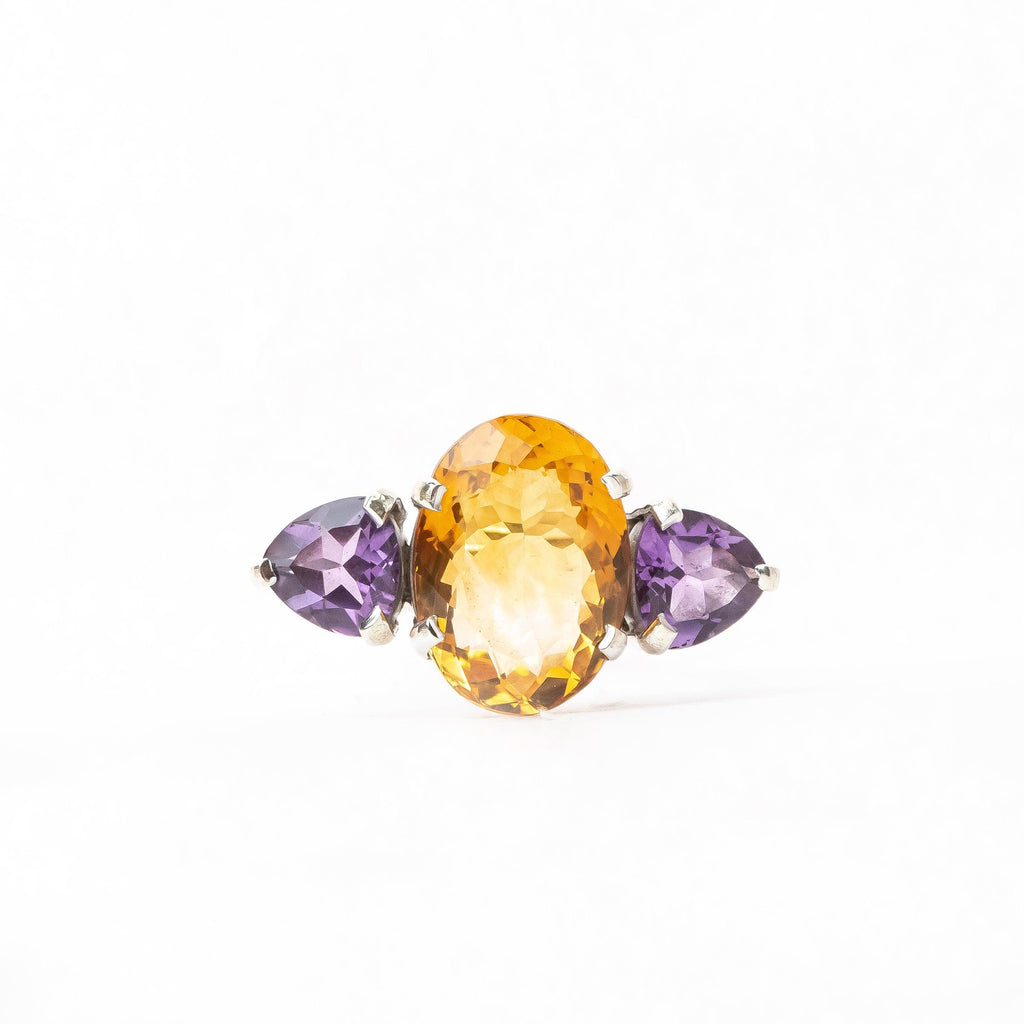 Nature Amethyst & Citrine Ring Gemstone 925 Solid Sterling Silver / Handmade Designer Jewelry / gift for her - Silverhubjewels