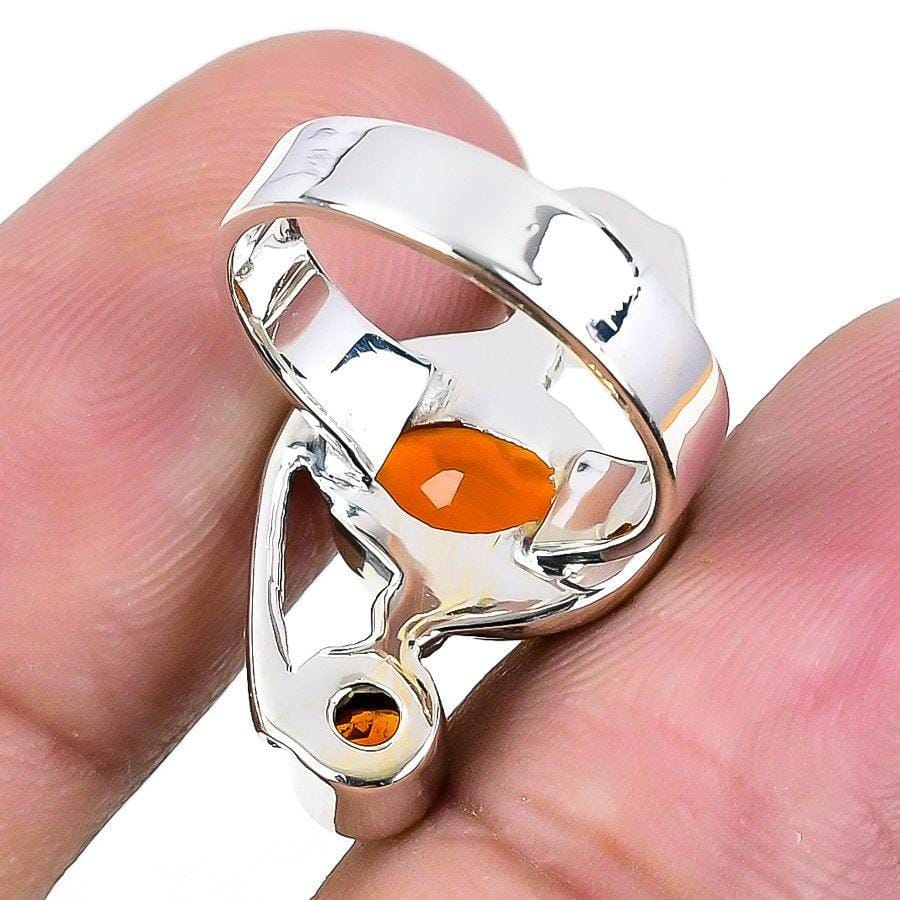 Orange Carnelian, Garnet Gemstone 925 Solid Sterling Silver Jewelry Ring  SJ 1439 - Silverhubjewels