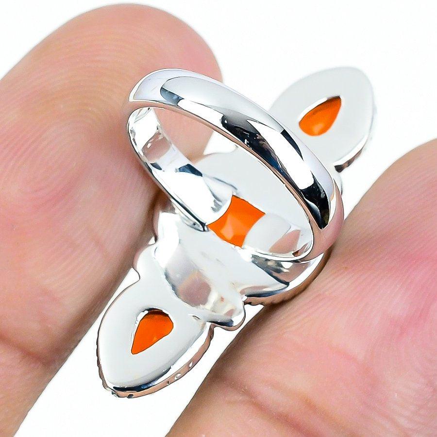 Orange Carnelian Gemstone Handmade 925 Solid Sterling Silver Jewelry Ring  SJ 1397 - Silverhubjewels