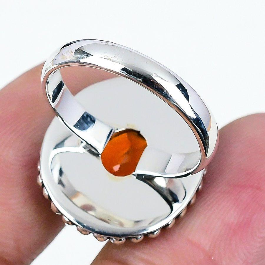 Orange Carnelian Gemstone Handmade 925 Solid Sterling Silver Jewelry Ring  SJ 1638 - Silverhubjewels