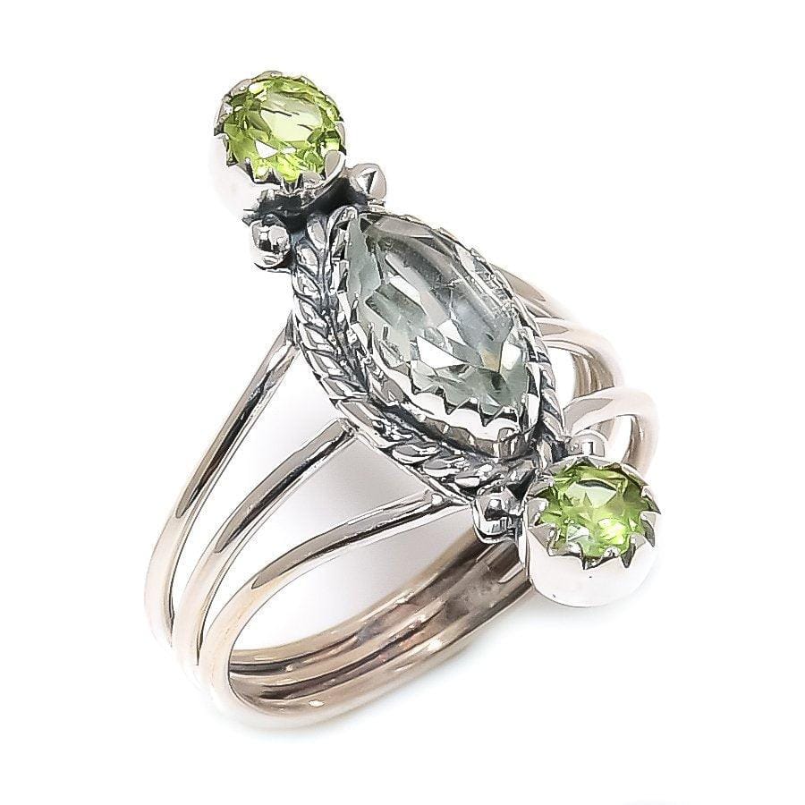 Peridot & Green Amethyst Handmade 925 Solid Sterling Silver Rings