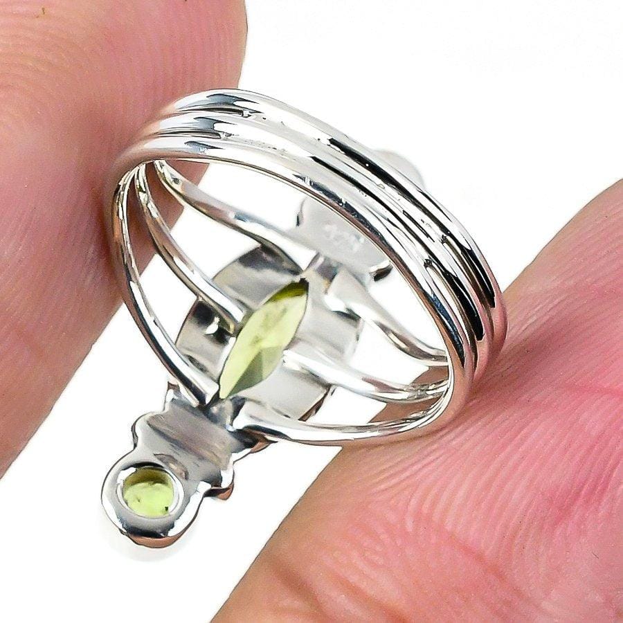 Peridot & Lemon Quartz Gemstone 925 Solid Sterling Silver Jewelry Ring  SJ 1513 - Silverhubjewels