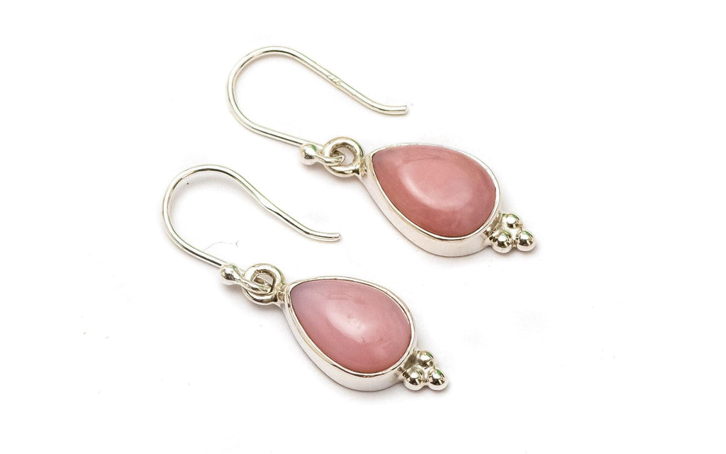 Pink Opal Earring Natural Gemstone 925 Solid Sterling Silver Handmade Designer Jewelry - Silverhubjewels