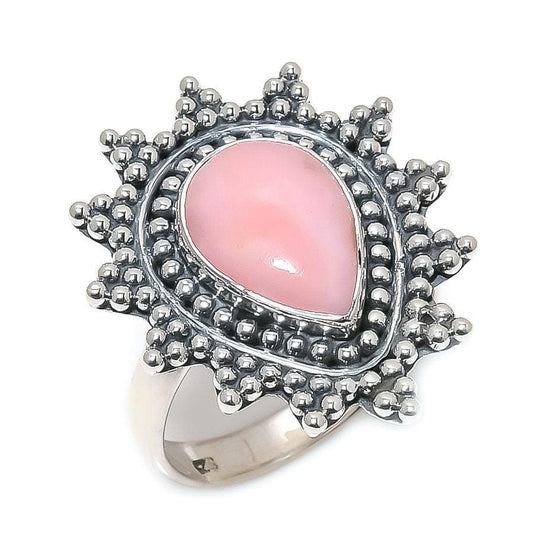 Pink Opal Gemstone Handmade 925 Solid Sterling Silver Jewelry Ring  SJ 1569 - Silverhubjewels