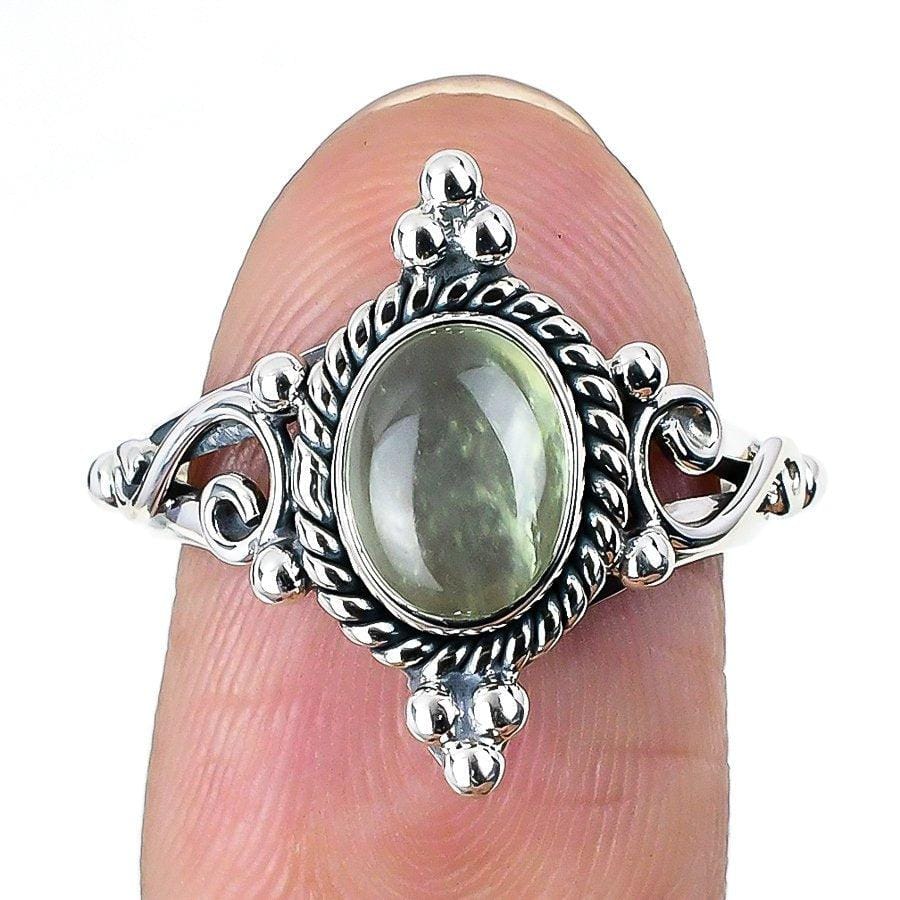 Prehnite Gemstone Handmade 925 Solid Sterling Silver Jewelry Ring  SJ 1459 - Silverhubjewels