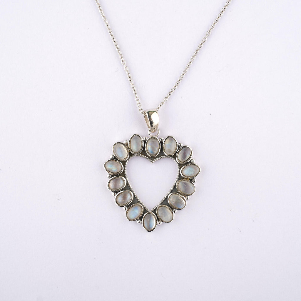 Rainbow Moonstone Natural Gemstone Handmade 925 Solid Sterling Silver Jewelry Designer Necklace - Silverhubjewels