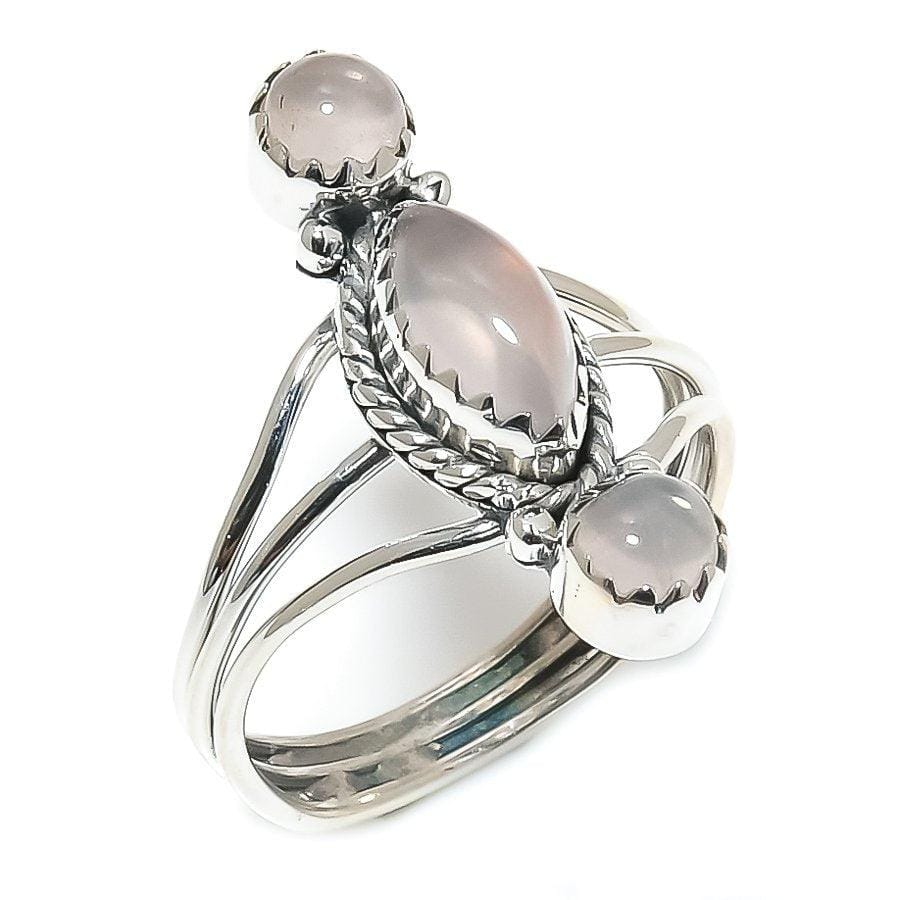 Rose Quartz Gemstone Handmade 925 Solid Sterling Silver Jewelry Ring  SJ 1506 - Silverhubjewels