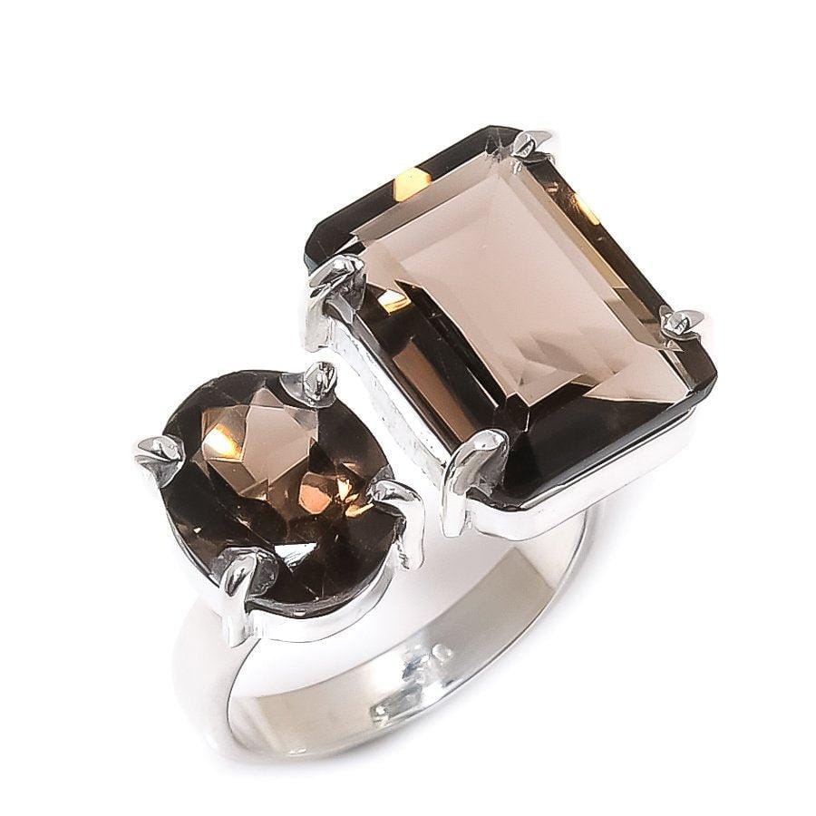 Smoky Topaz Gemstone Handmade 925 Solid Sterling Silver Jewelry Ring  SJ 1392 - Silverhubjewels