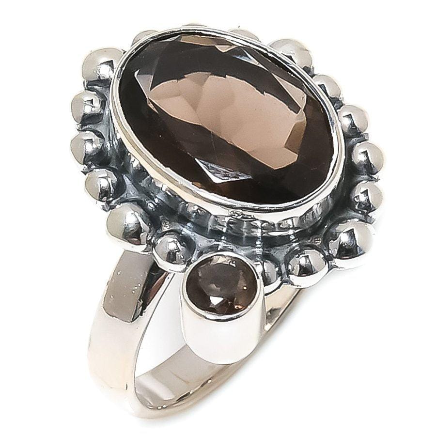 Smoky Topaz Gemstone Handmade 925 Solid Sterling Silver Jewelry Ring  SJ 1609 - Silverhubjewels