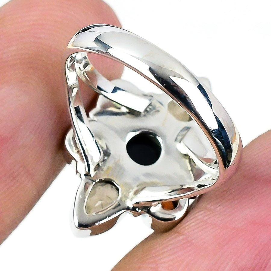 Smoky Topaz, Onyx Gemstone 925 Solid Sterling Silver Jewelry Ring  SJ 1521 - Silverhubjewels