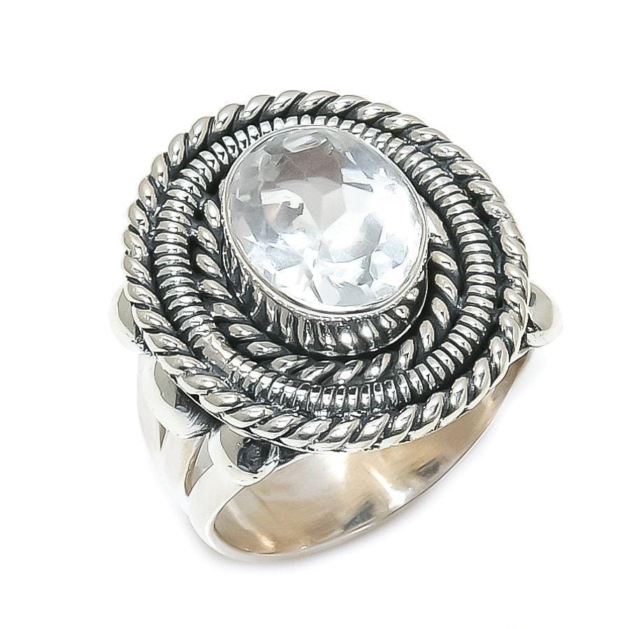 White Topaz Gemstone Handmade 925 Solid Sterling Silver Jewelry Ring  SJ 1330 - Silverhubjewels